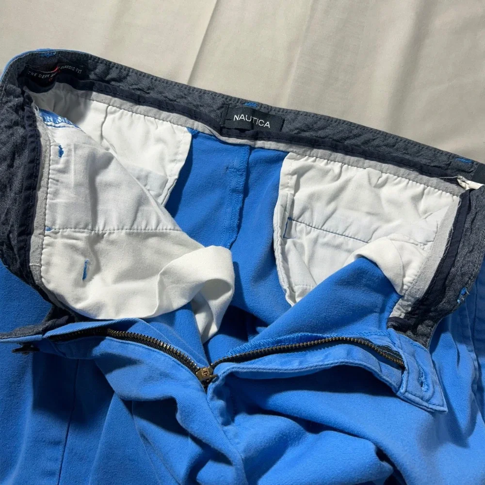 Nautica Shorts The Deck Short Mens 34 Blue Stretch Classic Preppy‎ Casual